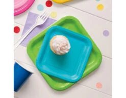 Turquoise Borden Vierkant 17,5cm 16st -Feestartikelen Winkel turquoise borden vierkant 175cm 16st 1