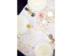 Vanille Creme Organza Stof Gouden Bloemen 36cm 9m -Feestartikelen Winkel vanille creme organza stof gouden bloemen 36cm 9m 3