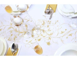 Vanille Creme Organza Stof Gouden Bloemen 36cm 9m -Feestartikelen Winkel vanille creme organza stof gouden bloemen 36cm 9m 8