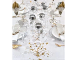 Vanille Creme Organza Stof Gouden Bloemen 36cm 9m -Feestartikelen Winkel vanille creme organza stof gouden bloemen 36cm 9m 9