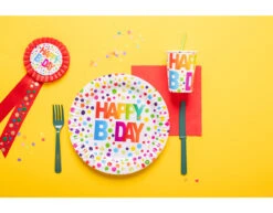 Verjaardag Bekers Happy Birthday Stippen 250ml 8st -Feestartikelen Winkel verjaardag bekers happy birthday stippen 250ml 8st 1