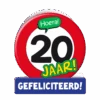 Verjaardagskaart 20 Jaar Verkeersbord 16,5cm -Feestartikelen Winkel verjaardagskaart 20 jaar verkeersbord 165cm