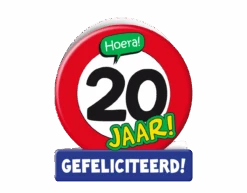 Verjaardagskaart 20 Jaar Verkeersbord 16,5cm