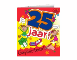 Verjaardagskaart 25 Jaar Cartoon 16,5cm