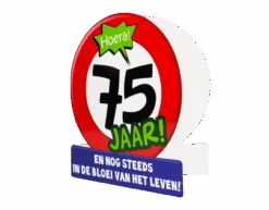 Verjaardagskaart 75 Jaar Verkeersbord 16,5cm -Feestartikelen Winkel verjaardagskaart 75 jaar verkeersbord 165cm 1