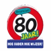 Verjaardagskaart 80 Jaar Verkeersbord 16,5cm -Feestartikelen Winkel verjaardagskaart 80 jaar verkeersbord 165cm
