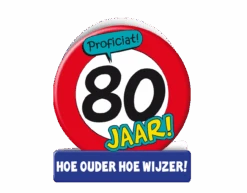 Verjaardagskaart 80 Jaar Verkeersbord 16,5cm