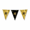 Vlaggenlijn 16 Jaar Goud Zwart 10m -Feestartikelen Winkel vlaggenlijn 16 jaar goud zwart 10m