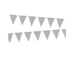 Vlaggenlijn Zilver Glitter 6m -Feestartikelen Winkel vlaggenlijn zilver glitter 6m 1