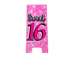 Warning Sign Sweet 16 Roze 62,5cm