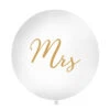 Witte Ballon Mrs Goud 1m -Feestartikelen Winkel witte ballon mrs goud 1m