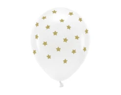 Witte Ballonnen Gouden Sterren 33cm 6st