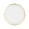 Witte Borden Gouden Rand 18,5cm 6st -Feestartikelen Winkel witte borden gouden rand 185cm 6st