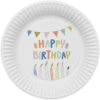 Witte Borden Happy Birthday 23cm 8st -Feestartikelen Winkel witte borden happy birthday 23cm 8st