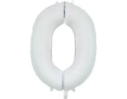 Witte Cijfer Ballon 0 Jaar Glans 86cm