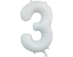 Witte Cijfer Ballon 3 Jaar Glans 86cm
