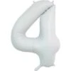 Witte Cijfer Ballon 4 Jaar Glans 86cm