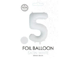 Witte Cijfer Ballon 5 Jaar Glans 86cm -Feestartikelen Winkel witte cijfer ballon 5 jaar glans 86cm 1