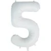 Witte Cijfer Ballon 5 Jaar Glans 86cm -Feestartikelen Winkel witte cijfer ballon 5 jaar glans 86cm