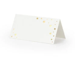 Witte Naamkaartjes Gouden Sterren 9,5cm 10st