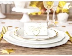 Witte Naamkaartjes Gouden Sterren 9,5cm 10st -Feestartikelen Winkel witte naamkaartjes gouden sterren 95cm 10st 3