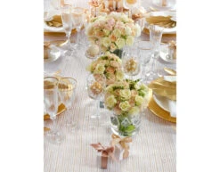 Witte Organza Stof Gouden Strepen 48cm 9m -Feestartikelen Winkel witte organza stof gouden strepen 48cm 9m 1