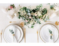 Witte Organza Stof Gouden Strepen 48cm 9m -Feestartikelen Winkel witte organza stof gouden strepen 48cm 9m 5