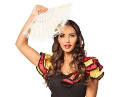 Witte Waaier Dorado 25cm -Feestartikelen Winkel witte waaier dorado 25cm 2