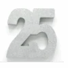 Zilver Tafeldecoratie Cijfer 25 Glitter 20,5cm