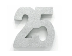 Zilver Tafeldecoratie Cijfer 25 Glitter 20,5cm
