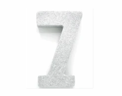 Zilver Tafeldecoratie Cijfer 7 Glitter 20,5cm