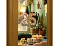 Zilveren 1 Jaar Stickers Folieballon 20cm -Feestartikelen Winkel zilveren 1 jaar stickers folieballon 20cm 1