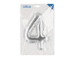 Zilveren 4 Jaar Stickers Folieballon 20cm -Feestartikelen Winkel zilveren 4 jaar stickers folieballon 20cm 2