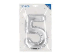 Zilveren 5 Jaar Stickers Folieballon 20cm -Feestartikelen Winkel zilveren 5 jaar stickers folieballon 20cm 2