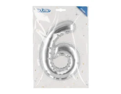 Zilveren 6 Jaar Stickers Folieballon 20cm -Feestartikelen Winkel zilveren 6 jaar stickers folieballon 20cm 2