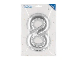 Zilveren 8 Jaar Stickers Folieballon 20cm -Feestartikelen Winkel zilveren 8 jaar stickers folieballon 20cm 2