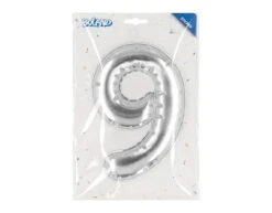 Zilveren 9 Jaar Stickers Folieballon 20cm -Feestartikelen Winkel zilveren 9 jaar stickers folieballon 20cm 2
