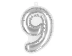 Zilveren 9 Jaar Stickers Folieballon 20cm