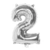 Zilveren Cijfer Ballon 2 Jaar 36cm -Feestartikelen Winkel zilveren cijfer ballon 2 jaar 36cm