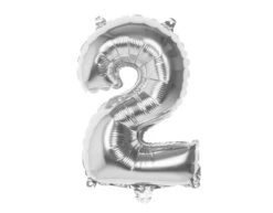 Zilveren Cijfer Ballon 2 Jaar 36cm