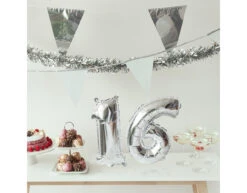 Zilveren Cijfer Ballon 5 Jaar 36cm -Feestartikelen Winkel zilveren cijfer ballon 5 jaar 36cm 1