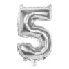 Zilveren Cijfer Ballon 5 Jaar 36cm -Feestartikelen Winkel zilveren cijfer ballon 5 jaar 36cm