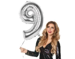 Zilveren Cijfer Ballon 9 Jaar 86cm