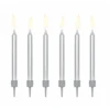 Zilveren Kaarsjes 6cm 6st -Feestartikelen Winkel zilveren kaarsjes 6cm 6st