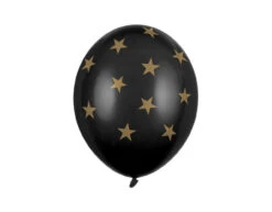 Zwarte Ballon Gouden Sterren 30cm 6st