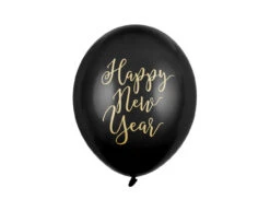 Zwarte Happy New Year Ballonnen 30cm 6st