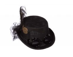 Zwarte Hoed Steampunk Met Bril