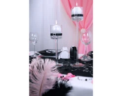 Zwarte Organza Stof Zilveren Bloemen 36cm 9m -Feestartikelen Winkel zwarte organza stof zilveren bloemen 36cm 9m 2